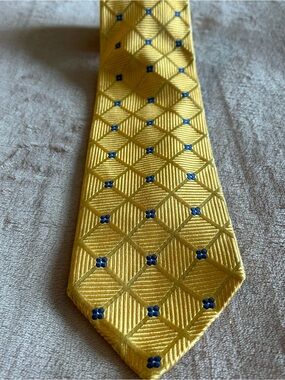 Faconnable silk tie gold with blue flowers